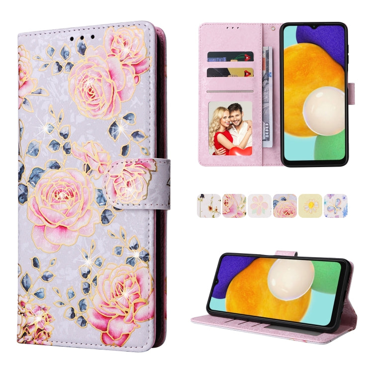 For Samsung Galaxy A13 4G / 5G Bronzing Painting RFID Leather Case(Pastoral Rose) - Galaxy Phone Cases by buy2fix | Online Shopping UK | buy2fix