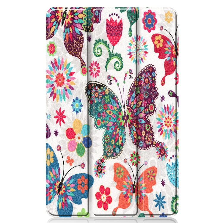 For Samsung Galaxy Tab S6 Lite P610 10.4 inch Colored Drawing Horizontal Flip Leather Case, with Three-folding Holder(Colorful Butterfly) - Samsung Accessories by buy2fix | Online Shopping UK | buy2fix