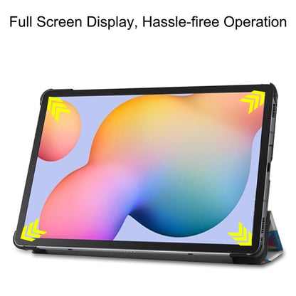 For Samsung Galaxy Tab S6 Lite P610 10.4 inch Colored Drawing Horizontal Flip Leather Case, with Three-folding Holder(Colorful Butterfly) - Samsung Accessories by buy2fix | Online Shopping UK | buy2fix