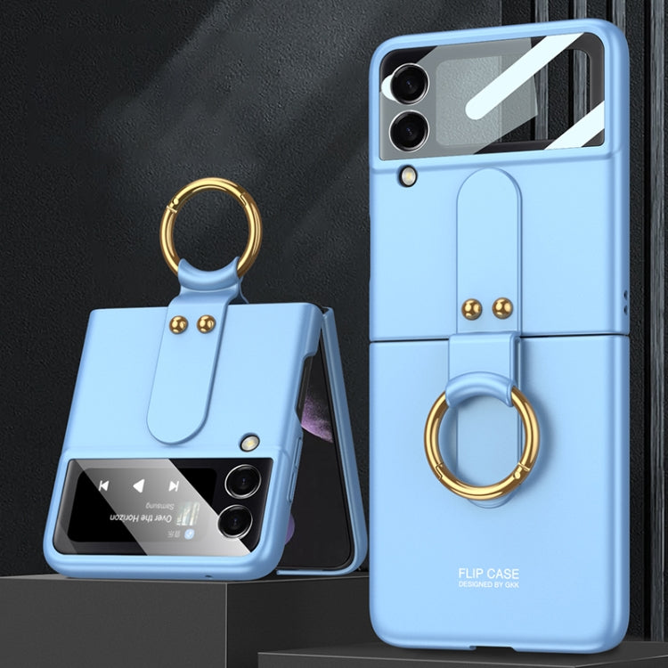 For Samsung Galaxy Z Flip4 GKK Ultra-thin PC Full Coverage Phone Flip Case with Ring Holder(Blue) - Galaxy Z Flip4 5G Cases by GKK | Online Shopping UK | buy2fix