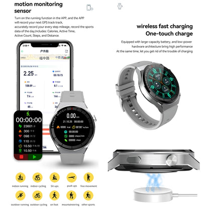 GW69 Plus Smart Watch, Support BT Call / Heart Rate / Blood Pressure / Blood Oxygen(Sliver + Silicone Strap Grey) - Smart Wear by buy2fix | Online Shopping UK | buy2fix