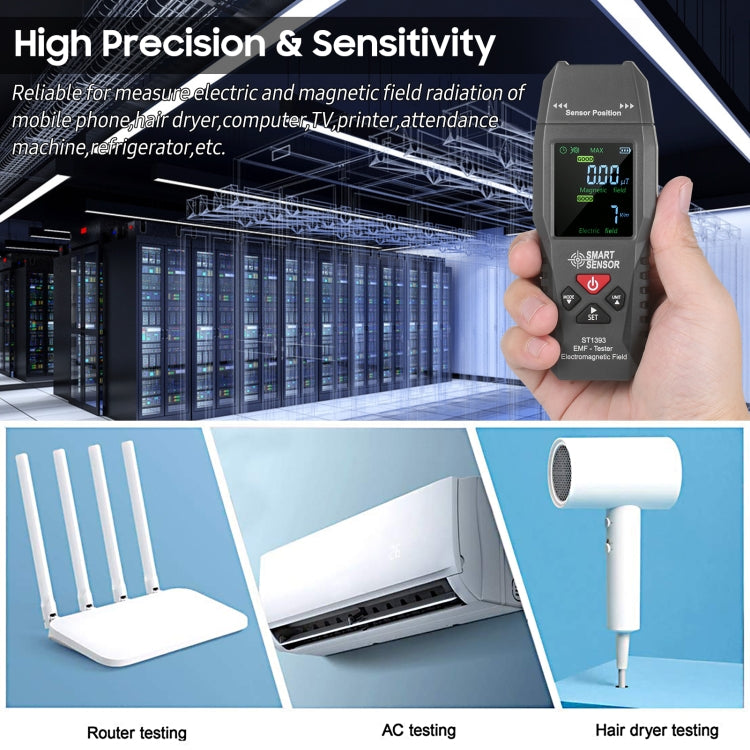 SmartSensor AS1393 Handheld Electromagnetic Radiation Detector(Black) - Consumer Electronics by buy2fix | Online Shopping UK | buy2fix