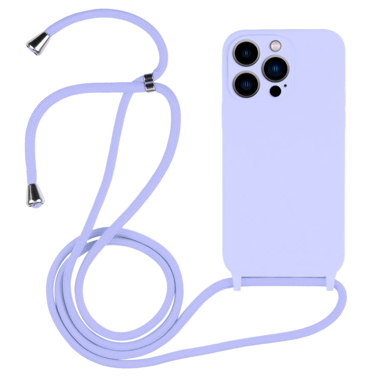 For iPhone 13 Pro Max Crossbody Lanyard Liquid Silicone Case(Light Purple) - iPhone 13 Pro Max Cases by buy2fix | Online Shopping UK | buy2fix