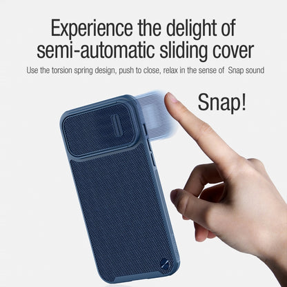 For iPhone 14 Pro NILLKIN 3D Textured Camshield PC + TPU Phone Case(Blue) - iPhone 14 Pro Cases by NILLKIN | Online Shopping UK | buy2fix