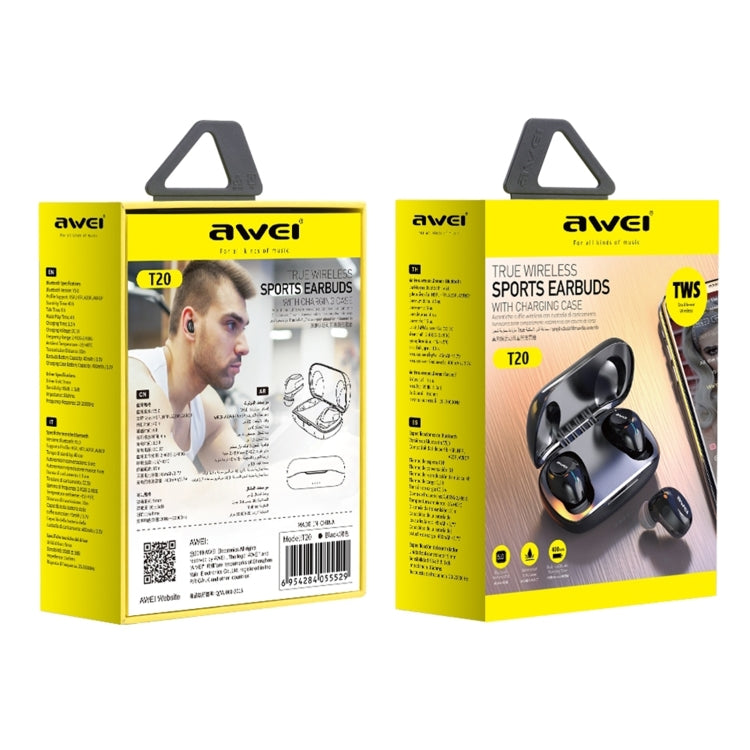 awei T20 Bluetooth 5.1 True Wireless Headset(White) - Bluetooth Earphone by awei | Online Shopping UK | buy2fix