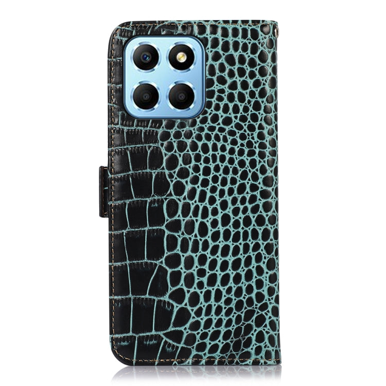 For Honor X8 5G Crocodile Top Layer Cowhide Leather Phone Case(Green) - Honor Cases by buy2fix | Online Shopping UK | buy2fix