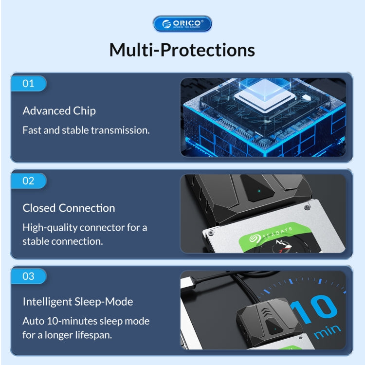 ORICO UTS2 USB 3.0 2.5-inch SATA HDD Adapter with 12V 2A Power Adapter, Cable Length:1m(UK Plug) - USB to IDE / SATA by ORICO | Online Shopping UK | buy2fix