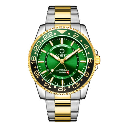 Ochstin 5019B Multifunctional Waterproof Stainless Steel Strap Quartz Watch(Gold+Green) - Metal Strap Watches by OCHSTIN | Online Shopping UK | buy2fix