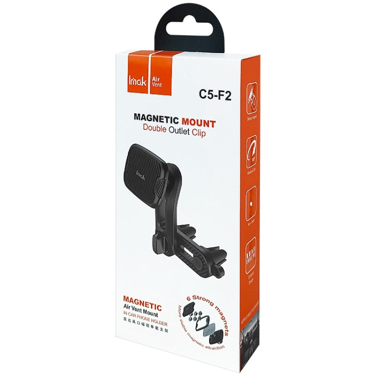 IMAK C5-F2 Dual Chip Air Outlet Magnetic Car Holder(Black) - In Car by imak | Online Shopping UK | buy2fix
