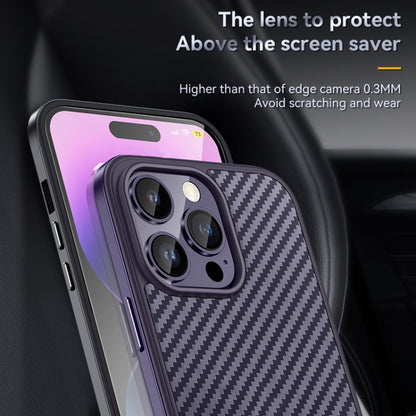 For iPhone 14 Plus SULADA Carbon Fiber Textured Shockproof Metal + TPU Frame Case(Dark Purple) - iPhone 14 Plus Cases by SULADA | Online Shopping UK | buy2fix