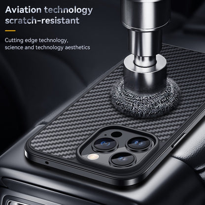 For iPhone 14 Pro Max SULADA Carbon Fiber Textured Shockproof Metal + TPU Frame Case(Black) - iPhone 14 Pro Max Cases by SULADA | Online Shopping UK | buy2fix