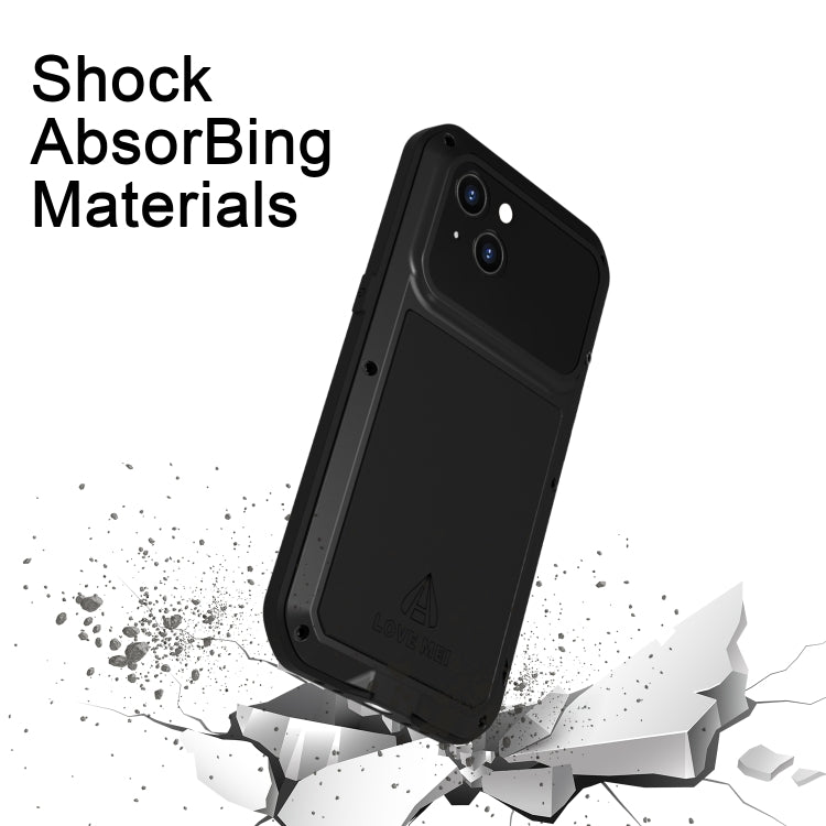 For iPhone 14 Plus LOVE MEI Metal Shockproof Life Waterproof Dustproof Phone Case(Black) - iPhone 14 Plus Cases by LOVE MEI | Online Shopping UK | buy2fix