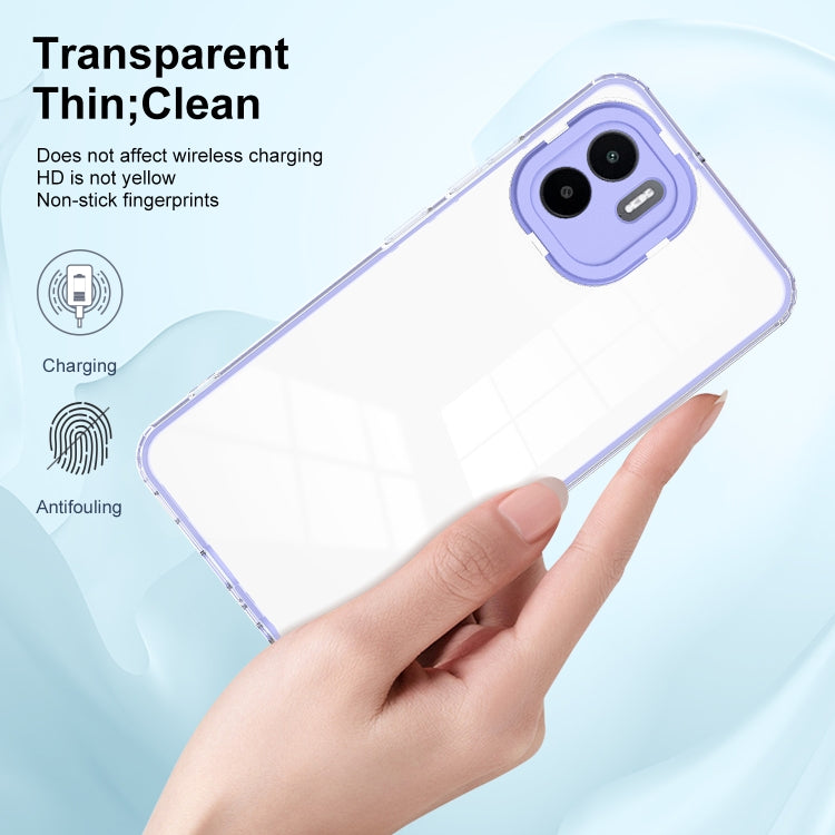 For Xiaomi Redmi A1 3 in 1 Clear TPU Color PC Frame Phone Case(Purple) - Xiaomi Cases by buy2fix | Online Shopping UK | buy2fix