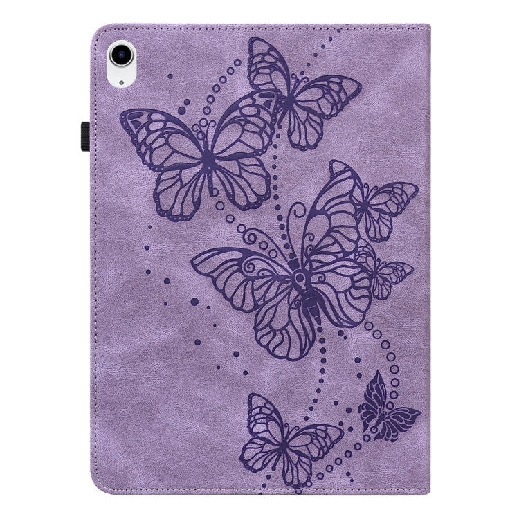 For iPad 2025 / 2022 Embossed Butterfly Leather Tablet Case(Purple) - iPad 2025 / 2022 Cases by buy2fix | Online Shopping UK | buy2fix