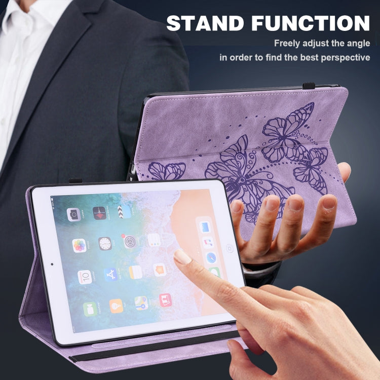 For iPad 2025 / 2022 Embossed Butterfly Leather Tablet Case(Purple) - iPad 2025 / 2022 Cases by buy2fix | Online Shopping UK | buy2fix