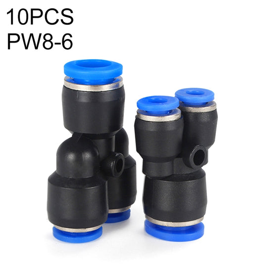 PW8-6 LAIZE 10pcs Plastic Y-type Tee Reducing Pneumatic Quick Fitting Connector -  by LAIZE | Online Shopping UK | buy2fix