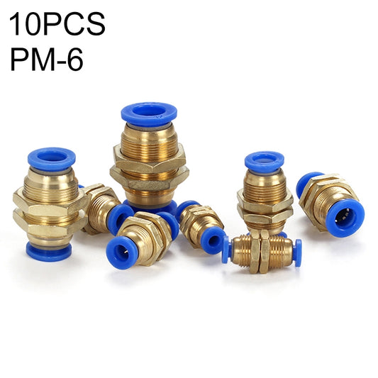 PM-6 LAIZE 10pcs PM Bulkhead Straight Pneumatic Quick Connector -  by LAIZE | Online Shopping UK | buy2fix