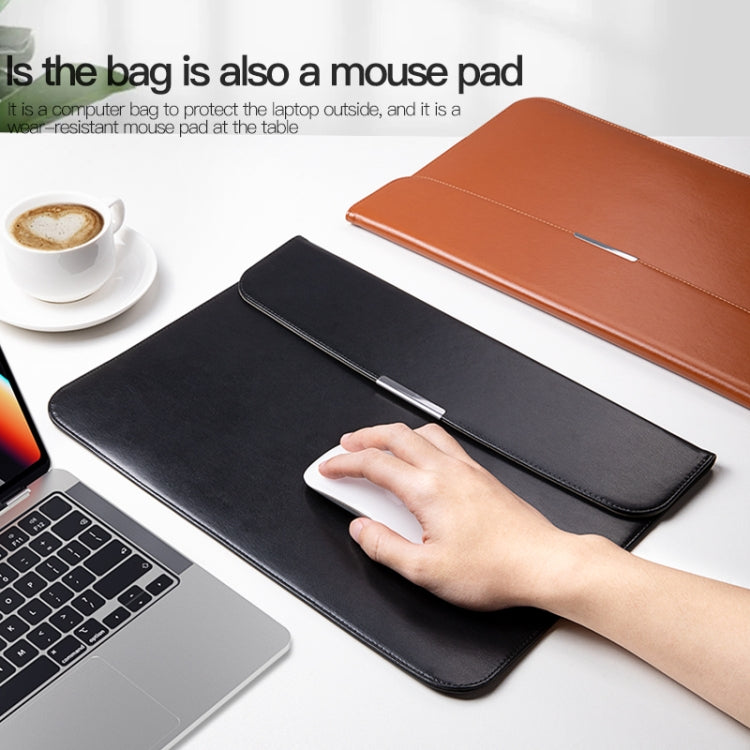 For 15 / 15.4 / 16 inch Laptop Ultra-thin Leather Laptop Sleeve(Black) - 15.6 - 17 inch by buy2fix | Online Shopping UK | buy2fix