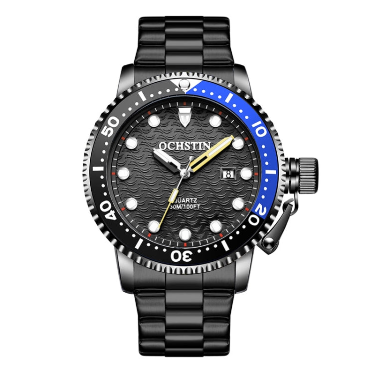 OCHSTIN 7003A Multifunctional Quartz Waterproof Luminous Steel Strap Men Watch(Black) - Metal Strap Watches by OCHSTIN | Online Shopping UK | buy2fix