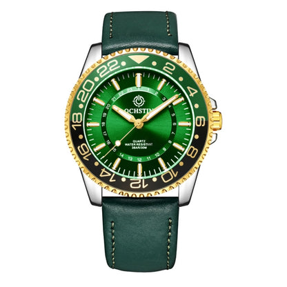 OCHSTIN 7019G Multifunctional Quartz Waterproof Luminous Men Leather Watch(Green) - Leather Strap Watches by OCHSTIN | Online Shopping UK | buy2fix