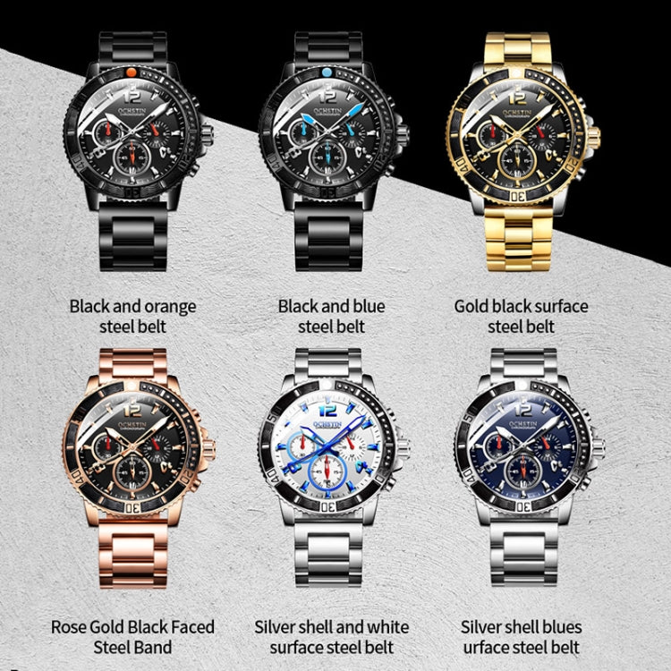 OCHSTIN 7263 Fashion Steel Strap Multifunctional Quartz Men Watch(Silver White) - Metal Strap Watches by OCHSTIN | Online Shopping UK | buy2fix