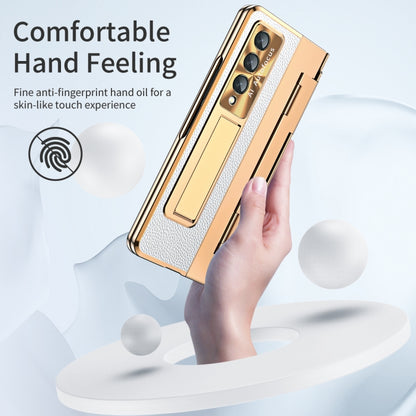 For Samsung Galaxy Z Fold4 Integrated Full Coverage Phone Case with Hinge(Gold+White) - Galaxy Z Fold4 5G Cases by buy2fix | Online Shopping UK | buy2fix