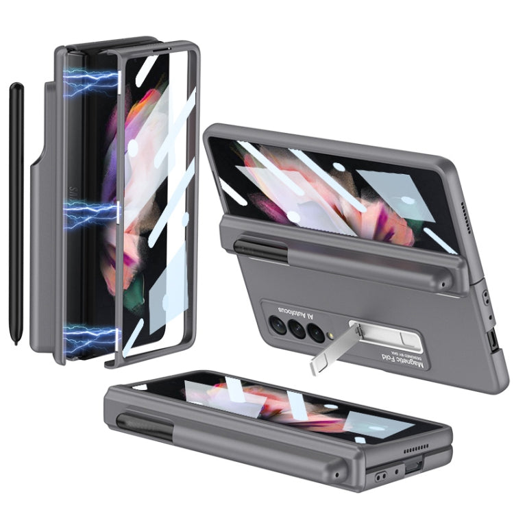 For Samsung Galaxy Z Fold3 5G GKK Full Coverage Magnetic Fold Hinge Shockproof Phone Case with Pen Slots(Grey) - Galaxy Phone Cases by GKK | Online Shopping UK | buy2fix