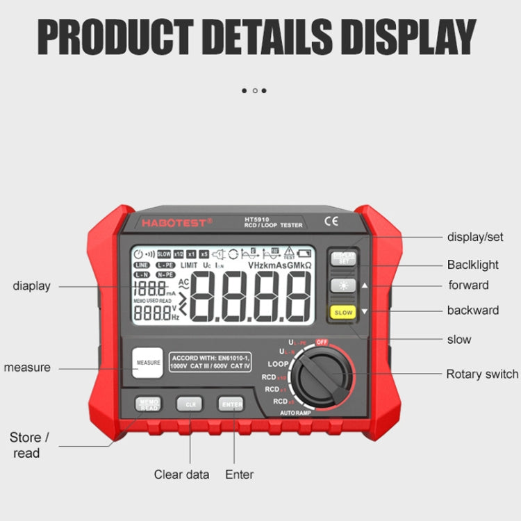 HABOTEST HT5910 Leakage Switch & Loop Resistance Tester - Consumer Electronics by buy2fix | Online Shopping UK | buy2fix