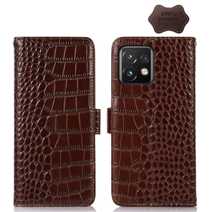 For Motorola Moto X40 Pro Crocodile Top Layer Cowhide Leather Phone Case(Brown) - Motorola Cases by buy2fix | Online Shopping UK | buy2fix
