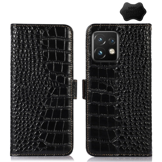 For Motorola Moto X40 Pro Crocodile Top Layer Cowhide Leather Phone Case(Black) - Motorola Cases by buy2fix | Online Shopping UK | buy2fix