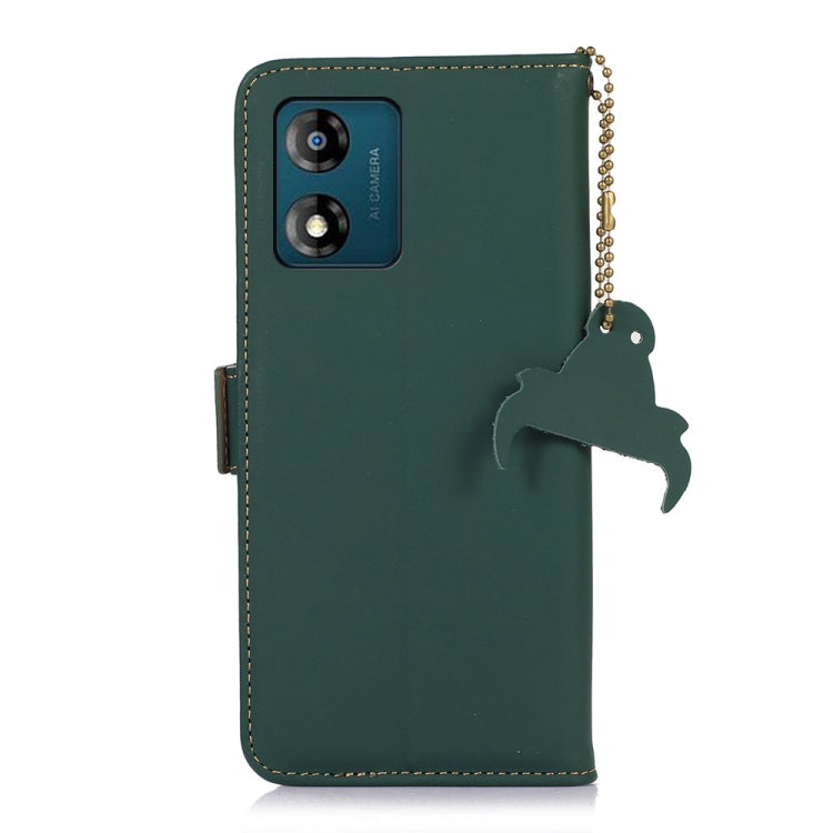 For Motorola Moto E13 Genuine Leather Magnetic RFID Leather Phone Case(Green) - Motorola Cases by buy2fix | Online Shopping UK | buy2fix