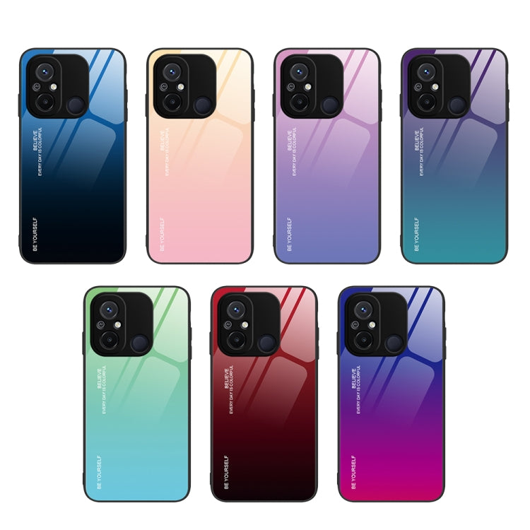 For Xiaomi Redmi 12C Gradient Color Glass Phone Case(Green Cyan) - Xiaomi Cases by buy2fix | Online Shopping UK | buy2fix
