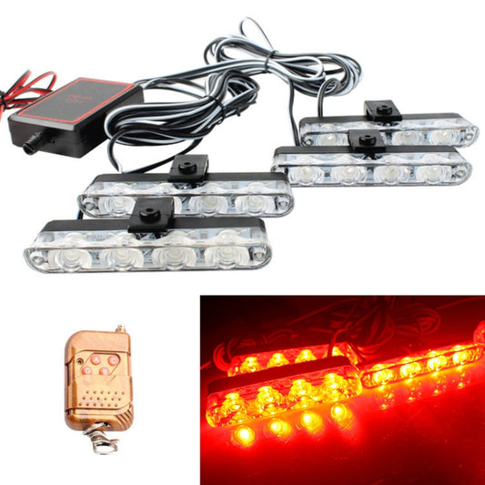 4 in 1 Car 16LEDs Grille Flash Lights Warning Lights with Wireless Remote Control(Red) - In Car by buy2fix | Online Shopping UK | buy2fix