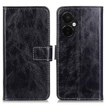 For OnePlus Nord CE 3 Lite Retro Crazy Horse Texture Leather Phone Case(Black) - OnePlus Cases by buy2fix | Online Shopping UK | buy2fix