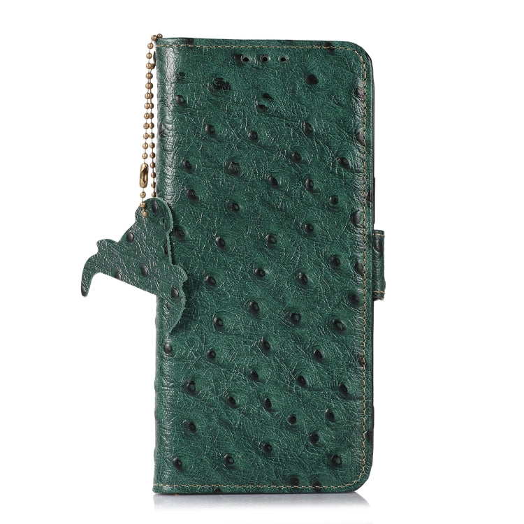 For Motorola Moto G53 5G / G13 / G23 Ostrich Pattern Genuine Leather RFID Phone Case(Green) - Motorola Cases by buy2fix | Online Shopping UK | buy2fix