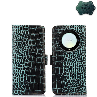 For Honor X9a/X40 5G Crocodile Top Layer Cowhide Leather Phone Case(Green) - Honor Cases by buy2fix | Online Shopping UK | buy2fix