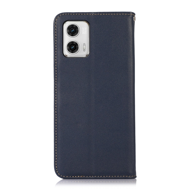 For Motorola Moto G73 5G KHAZNEH Nappa Top Layer Cowhide Leather Phone Case(Blue) - Motorola Cases by buy2fix | Online Shopping UK | buy2fix