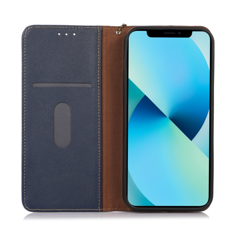 For Motorola Moto G73 5G KHAZNEH Nappa Top Layer Cowhide Leather Phone Case(Blue) - Motorola Cases by buy2fix | Online Shopping UK | buy2fix