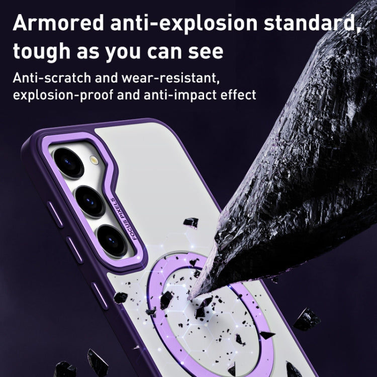 For Samsung Galaxy S23+ 5G Skin Feel MagSafe Shockproof Phone Case with Holder(Purple) - Galaxy S23+ 5G Cases by buy2fix | Online Shopping UK | buy2fix