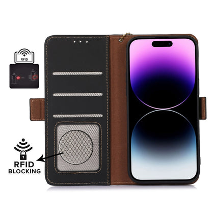 For Honor X9a 4G Genuine Leather Magnetic RFID Leather Phone Case(Black) - Honor Cases by buy2fix | Online Shopping UK | buy2fix