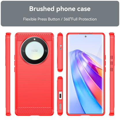 For Honor Magic5 Lite Brushed Texture Carbon Fiber TPU Phone Case(Red) - Honor Cases by buy2fix | Online Shopping UK | buy2fix