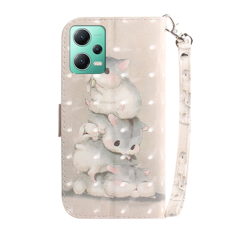 For Xiaomi Redmi Note 12 5G 3D Colored Horizontal Flip Leather Phone Case(Squirrels) - Note 12 Cases by buy2fix | Online Shopping UK | buy2fix