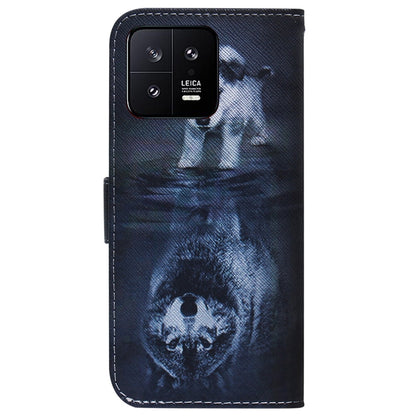 For Xiaomi 13 5G Coloured Drawing Flip Leather Phone Case(Wolf and Dog) - 13 Cases by buy2fix | Online Shopping UK | buy2fix