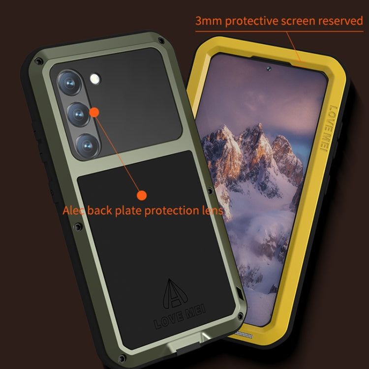 For Samsung Galaxy S23 5G LOVE MEI Metal Shockproof Life Waterproof Dustproof Phone Case(Yellow) - Galaxy S23 5G Cases by LOVE MEI | Online Shopping UK | buy2fix