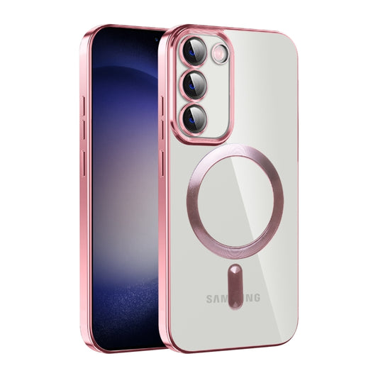 For Samsung Galaxy S23 5G CD Texture Plating TPU MagSafe Phone Case with Lens Film(Pink) - Galaxy S23 5G Cases by buy2fix | Online Shopping UK | buy2fix
