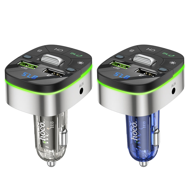 hoco E71 Car QC3.0 Fast Charge Bluetooth 5.0 MP3 Player FM Transmitter(Blue) - In Car by hoco | Online Shopping UK | buy2fix