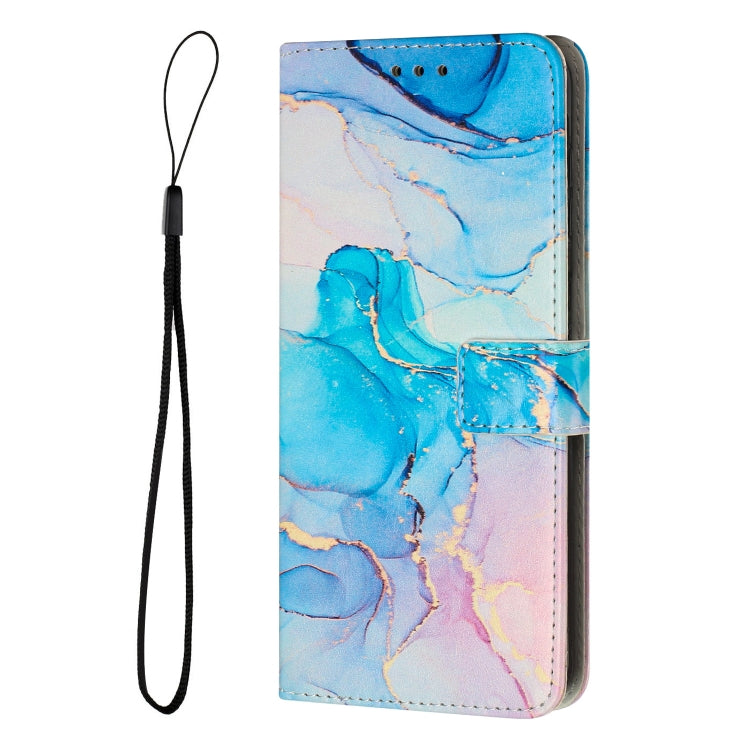 For Motorola Moto E13 Painted Marble Pattern Leather Phone Case(Pink Green) - Motorola Cases by buy2fix | Online Shopping UK | buy2fix