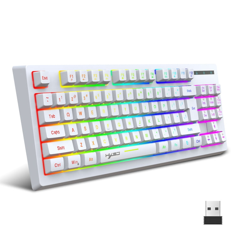 HXSJ L100 87 Keys RGB Backlit Film 2.4G Wireless Keyboard(White) -  by HXSJ | Online Shopping UK | buy2fix