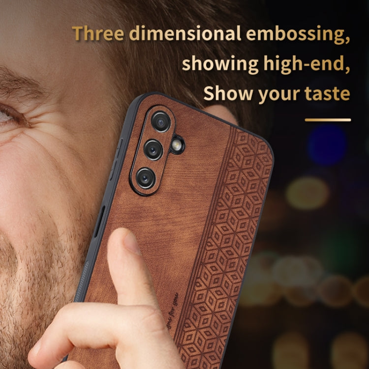 For Samsung Galaxy A24 4G AZNS 3D Embossed Skin Feel Phone Case(Brown) - Galaxy Phone Cases by AZNS | Online Shopping UK | buy2fix