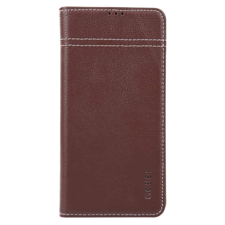For Samsung Galaxy S23+ 5G GEBEI Top-grain Horizontal Flip Leather Phone Case(Brown) - Galaxy S23+ 5G Cases by GEBEI | Online Shopping UK | buy2fix